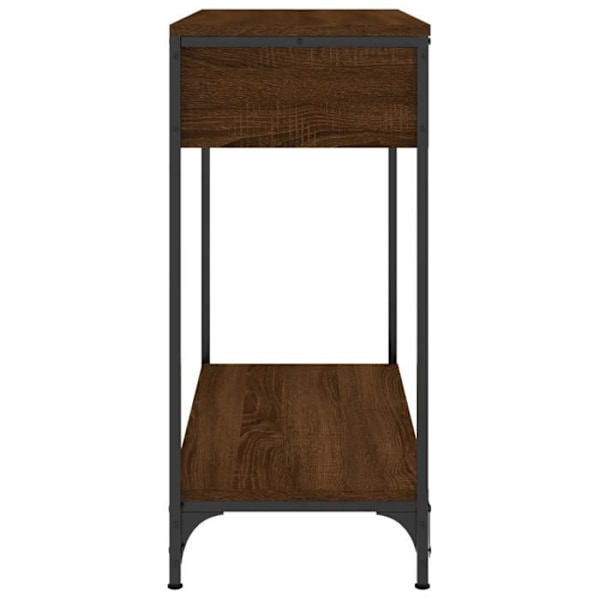 Konsolbord med skuffe til en organiseret entré 75 x 34,5 x 75 cm i brunt ingeniørtræ og metal DEC031884 kastanj