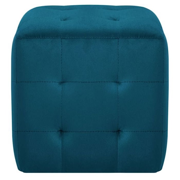 Sæt med 2 puffe fodskamler med knaphed 30 x 30 x 30 cm blå velour DEC029929 Blå
