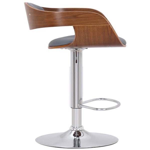 Barstol x1 retrodesign i valnöt, PVC grå och metall krom 10_0000811 kastanj