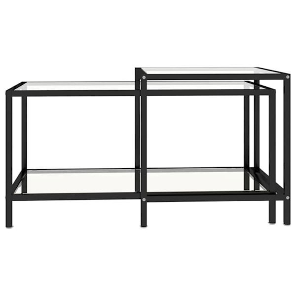 Set med 2 låga bord av transparent härdat glas och stål DEC032747 Transparent
