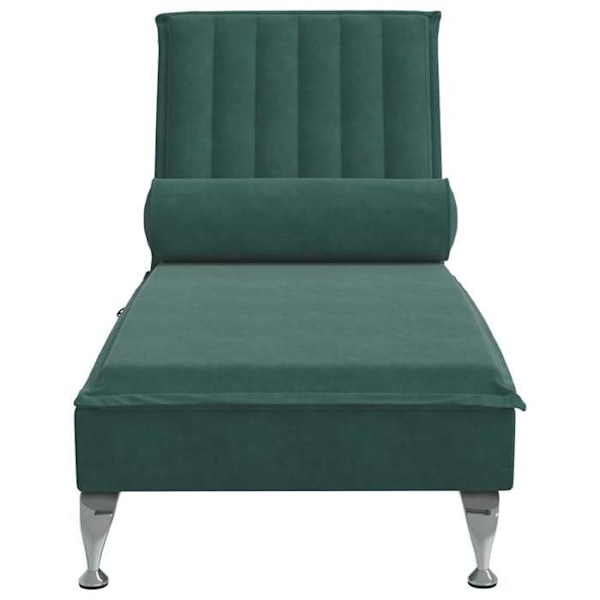 Meridienne chaise longue til massageindretning med pude i mørkegrønt fløjl DEC026164 Grön