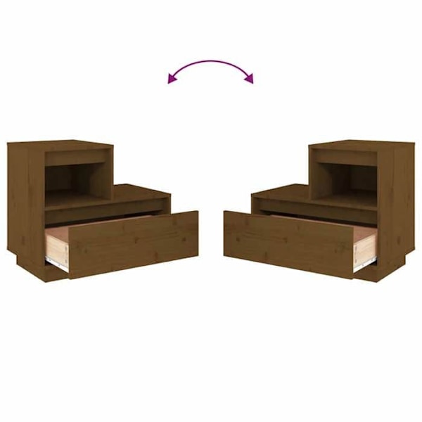 Set av 2 sängbord med låda och fack 60 x 34 x 51 cm furu färg honung brun DEC035927 kastanj