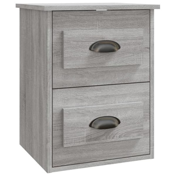 Sæt af 2 væghængte natborde med skuffer 41,5 x 36 x 53 cm ingeniørtræ grå DEC036112 kastanj
