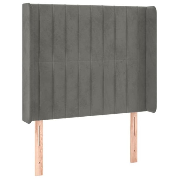 Hovedgærde til seng, soveværelse, møbel med LED 103 x 16 x 118/128 cm, lys grå fløjl TDL0201430