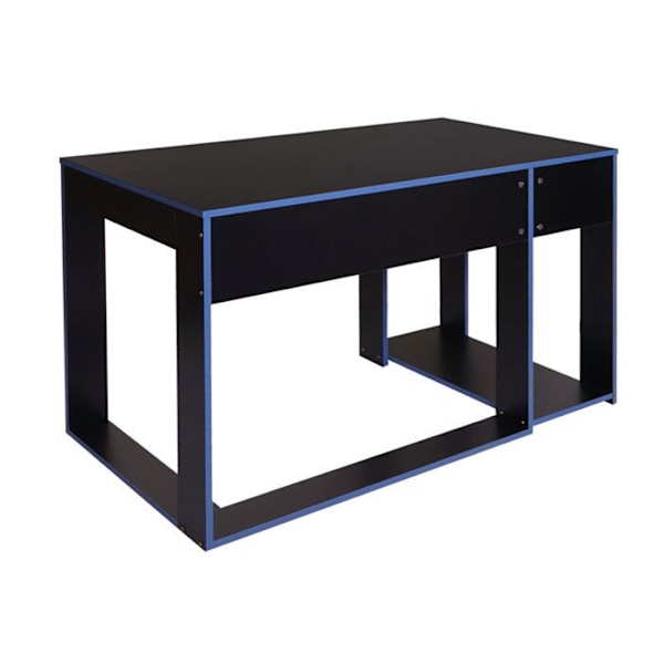 Skrivbord för dator 120 x 60 x 76 i svart och blå MDF
