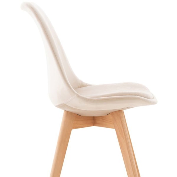 Ruokailutuoli x1 skandinaavinen design vaaleanbeige sametilla ja vaaleilla puujaloilla 10_0002280 Beige