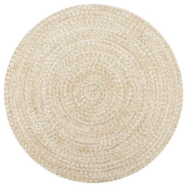 Käsintehty matto, valkoinen ja luonnollinen jute 90