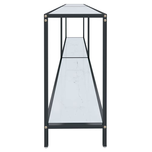 Konsolbord til entre, stuebord 220 x 35 x 75,5 cm, hærdet glas med marmorlook i hvid og stål DEC031706 Vit