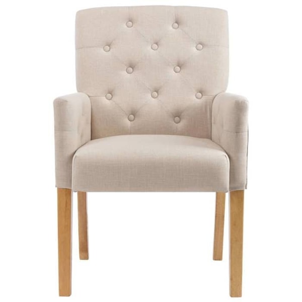 Spisebordsstol med armlehener i beige stof og træ DEC025160 Beige