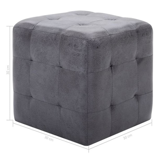 2 kpl 30 x 30 x 30 cm PVC daimihenkisiä jalkatukipuffeja harmaana DEC032757 Grå