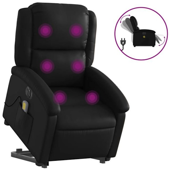 Massage hvilestol med elektrisk løft og justerbar funktion i sort PVC DEC027797 Svart