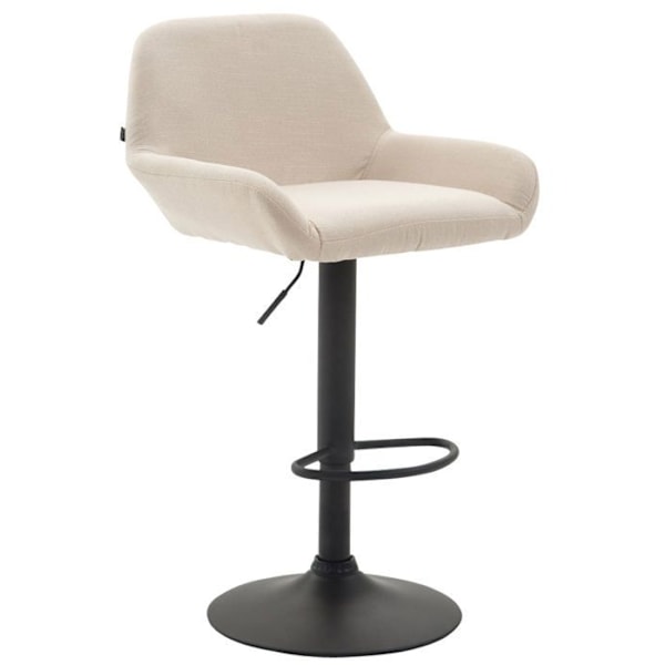 Bar Stool x1 musta kaareva metallijalkatuki vaaleanvuodinetuolla 10_0004546 Grädde