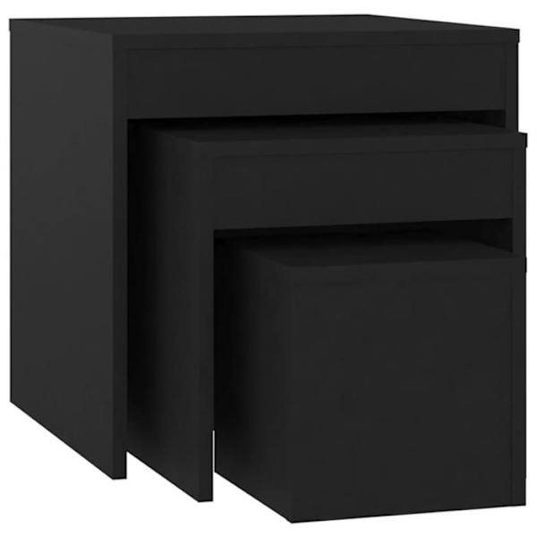 Sæt med 3 stablingsborde til sofaforenden, planteholder i sort spåndefinerede DEC032730 Svart