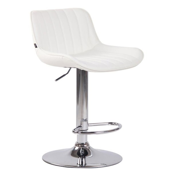 Barstol hög x1 i vit PVC med vertikala sömmar, stöd i kromat metall 10_0005097 Vit