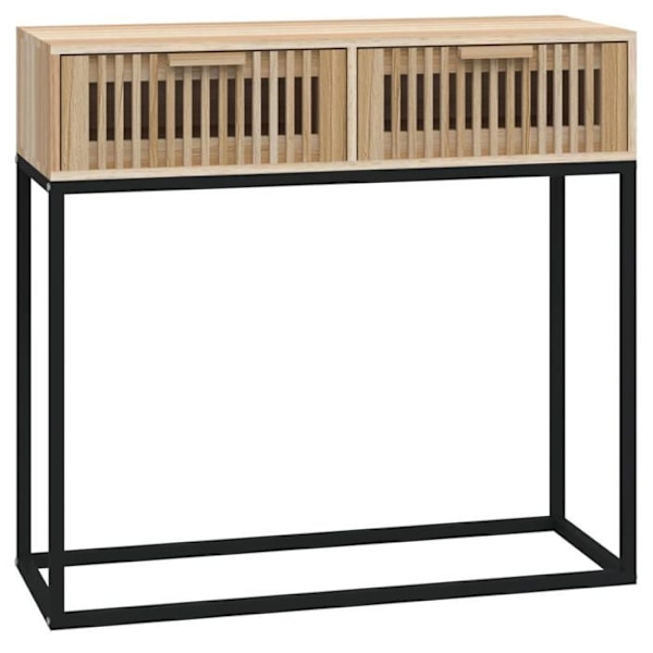 Praktisk konsolbord med opbevaringsskuffer 80 x 30 x 75 cm, ingeniørtræ og jern DEC031573 kastanj