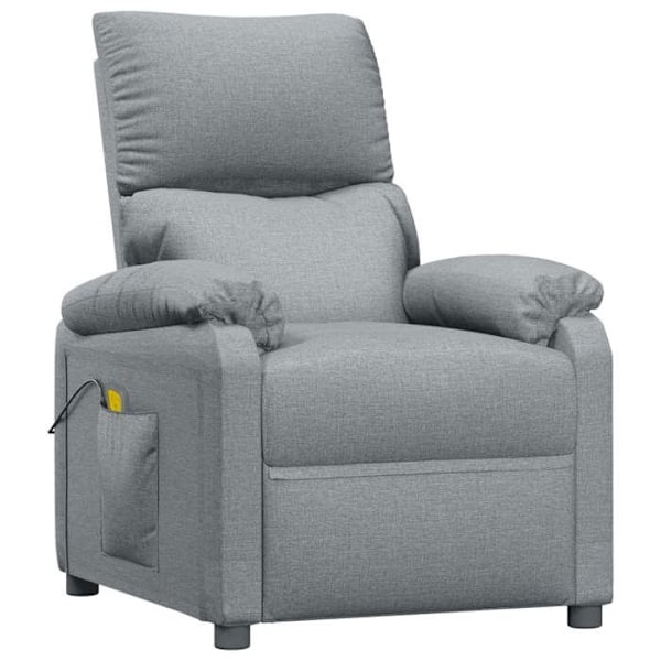 Fauteuil til afslapning med manuel tilt-funktion, 6 massagepunkter i lysegrå stof DEC029191 Grå