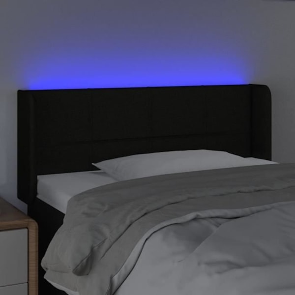 Hovedgavl - Ikke specificeret - 93x16x78/88 cm - Sort stof - Farvede LED - Moderne design Svart