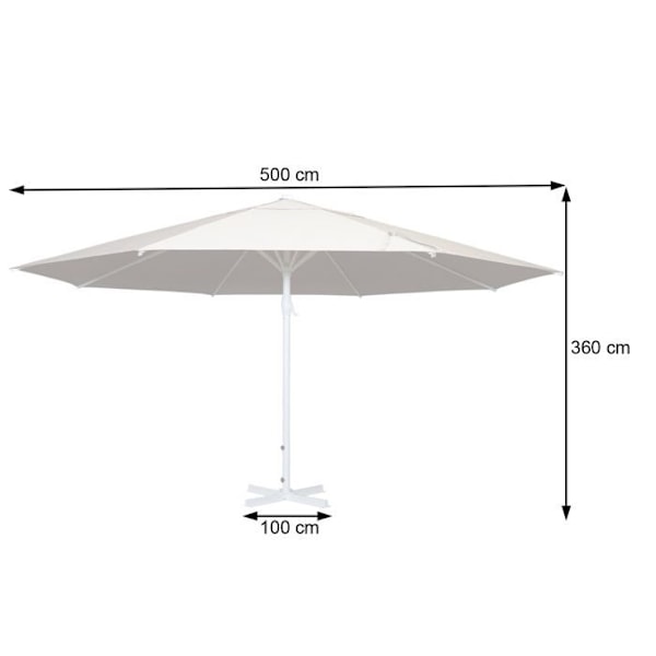 Parasoll för utomhusbruk Ø 5m Polyester Alu Stolpe Vit 28kg anthracite utan fot 04_0003854 Vit