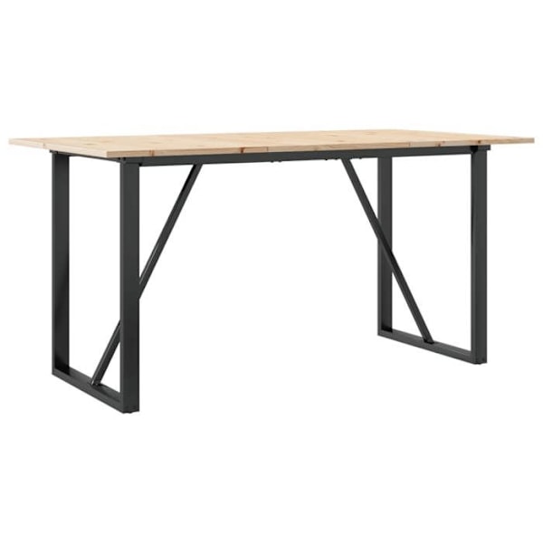 Industriel design spisebord 140 x 80 x 75 cm i massiv fyrretræ og stål DEC036782 kastanj