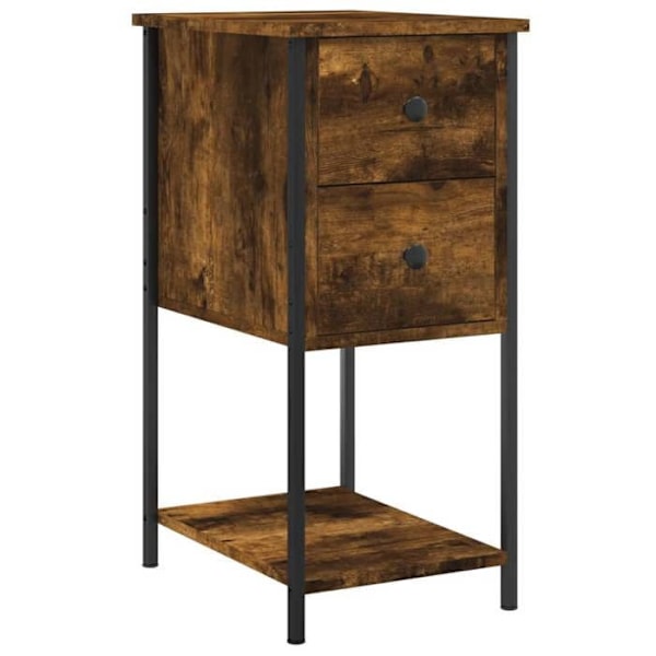 Sæt af 2 natbord med skuffer og hylder 32 x 42 x 70 cm ingeniørtræ brun og metal DEC035060 kastanj