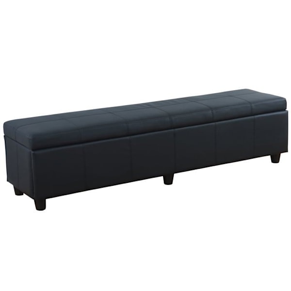 Banc banquette avec compartiment de rangement 180x45x45 cm en PVC noir mat 04_0005814 Svart