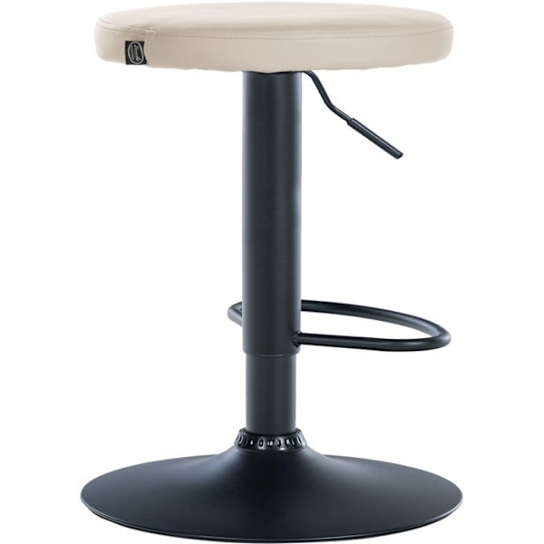 Barstol x1 enkel design højdejusterbar PVC-belægning i creme med sorte metalben 10_0005343 Grädde