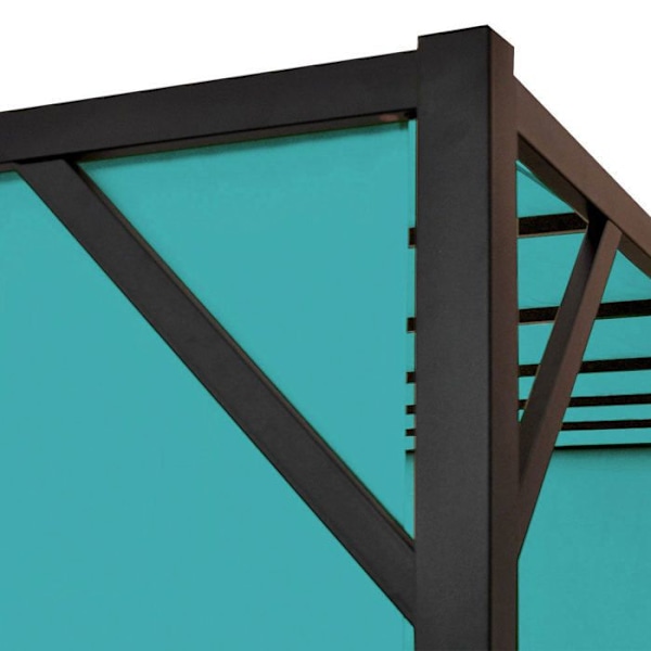 Pergola trädgårdspaviljong terrassöverdrag stabil 6 cm stålkonstruktion + rörligt tak i turkosblå 4 x 4m 04_0008100 Blå