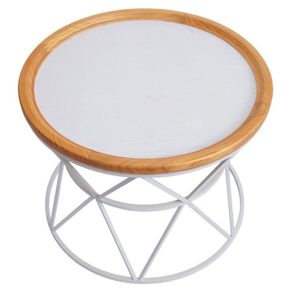 Bordpladebordsbord, metal- og trækonstruktion, diameter 66 cm, hvid 04_0008470 Vit