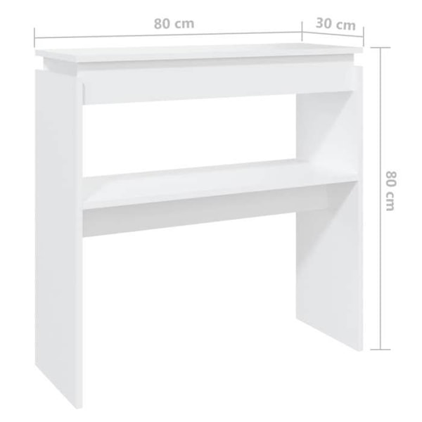 Bordskonsol med funktionell design och hylla 80 x 30 x 80 cm, vit ingenjörsträ DEC031716 Vit