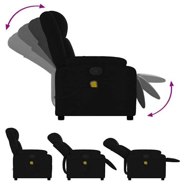 TV relaxationsstol med massagefunktion, justerbar, 6 massagepunkter i sort stof DEC027062 Svart
