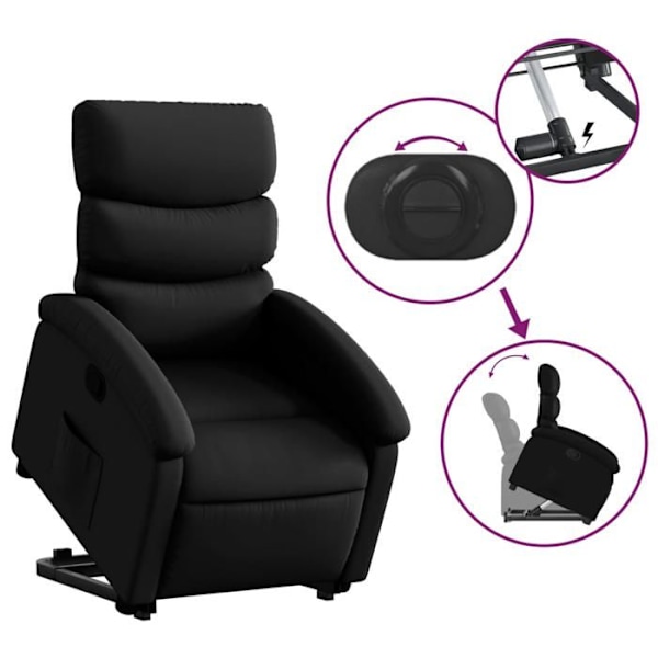 Fauteuil relax TV med komfortabel polstring og elektrisk løftefunktion i sort PVC DEC028082 Svart
