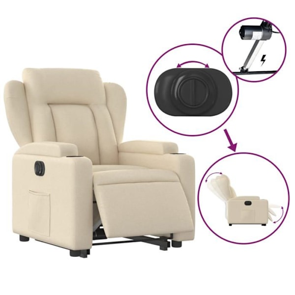 Soffa med relaxfunktion och elektrisk lift, mycket bekväm i cremefärgad tyg DEC028275 Grädde