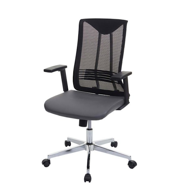 Ergonomisk drejebor stol med armlæn i gråt mesh stof 04_0001885 Grå
