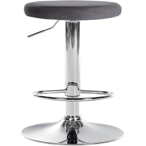 Barstol x1 enkel design justerbar højde mørkegrå velourbetræk metalben i chrome look 10_0005348 Grå