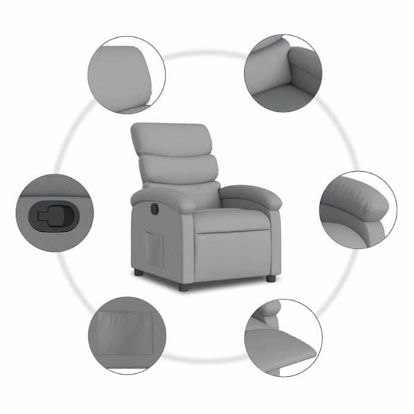 Fauteuil relax TV med komfortabel polstring, manuel vippefunktion i lysegråt stof DEC027893 Grå