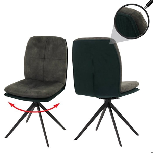 Set med 2 snurrbara matstolar i grön klädsel med tripodram 04_0007400 Grön