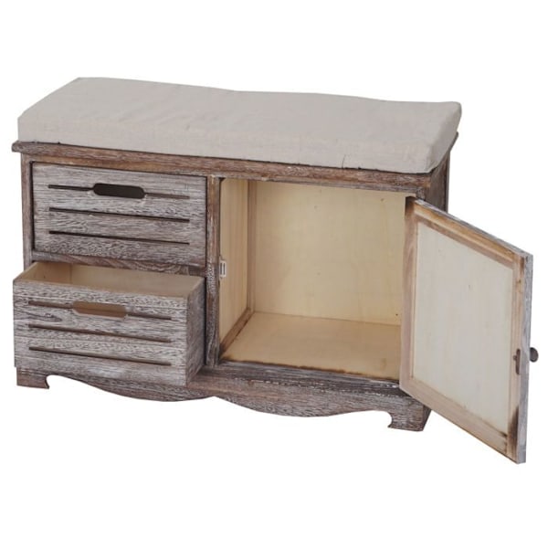 Banc banquette commode avec coussin design vintage 49x71x32cm ruskeassa vanhennetuissa puussa 04_0001159 kastanj