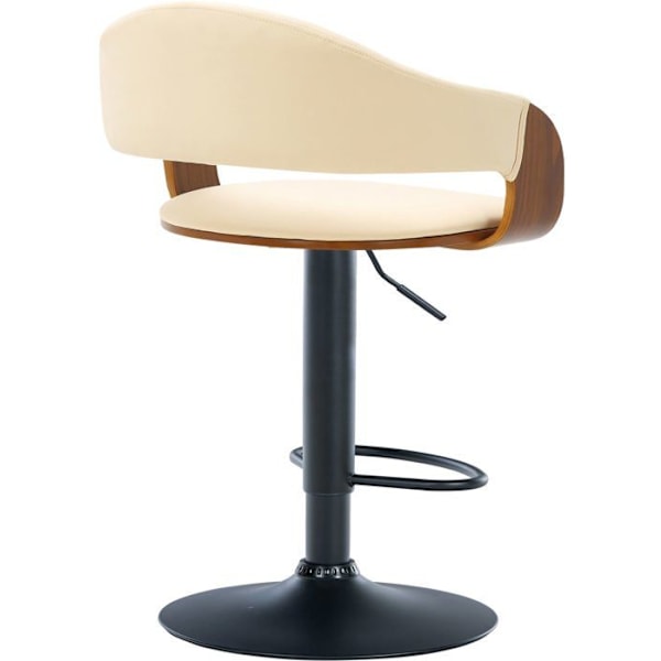 Retro chic design barstol med creme PVC sæde og valnødtræ, sort metal ben 10_0005291 kastanj