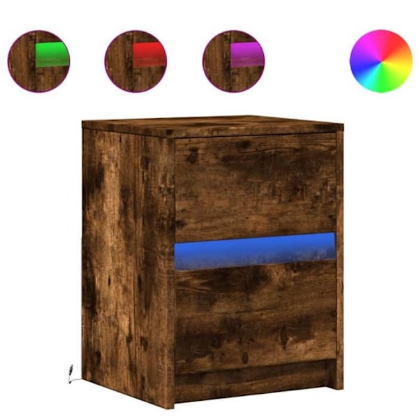 Sæt af 2 natborde med skuffer og LED 38 x 34 x 50 cm i brunt ingeniørtræ DEC032840 kastanj