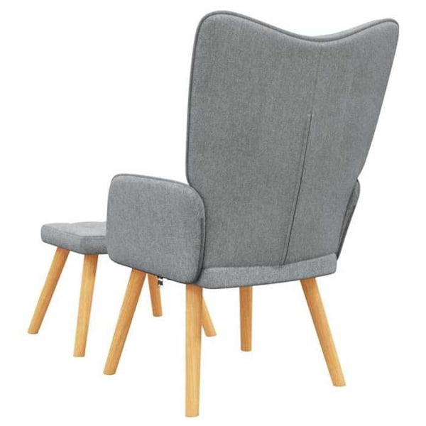 Moderne design lounge stol med fodskammel i lysegrå stof DEC026571 Grå