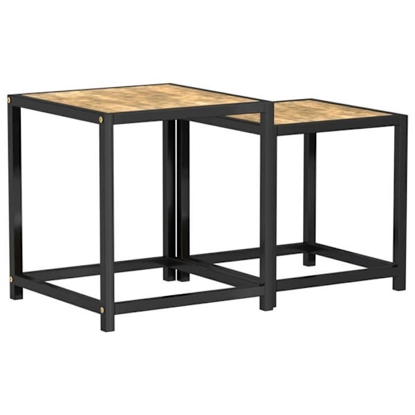 Set med 2 sidobord för växtstöd i MDF och svart stål DEC032744 Svart