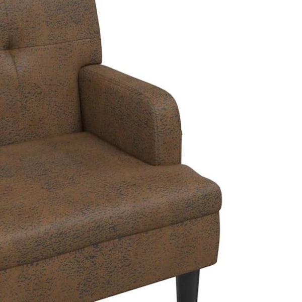 Bænk med polstret ryg og armlæn 112 x 65,5 x 75 cm PVC med daim-look i brun DEC024651 kastanj