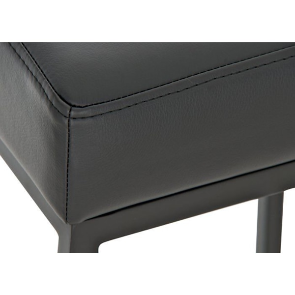 Sæt med 2 barstole med fodstøtte, enkel design, højde 85 cm, i sort PVC og sort metal 10_0004381 Metall