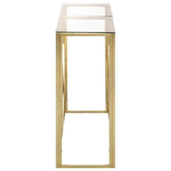 Konsolbord til indgang, stuebord i forkromet rustfrit stål og hærdet glas DEC031983 Guld