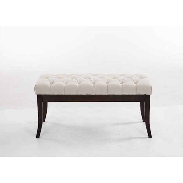 Bancdesign Chesterfield 100 cm med dekorativa sömmar i crèmefärgad tyg med mörk träfot 10_0003682 kastanj