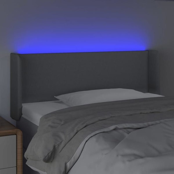 Hovedgærde til seng, soveværelse, møbel med LED 83 x 16 x 78/88 lys gråt stof