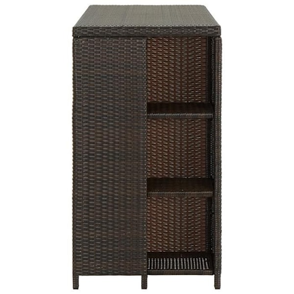 Multifunktionel sidebord højt bord med opbevaringshylder 120 x 60 x 110 cm vævet harpiks i brun og stål DEC036334 kastanj