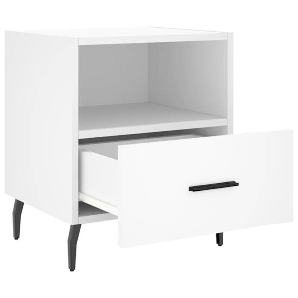 Sæt med 2 natborde med skuffe og åbent rum 40 x 35 x 47,5 cm hvidt ingeniørtræ DEC034920 Vit
