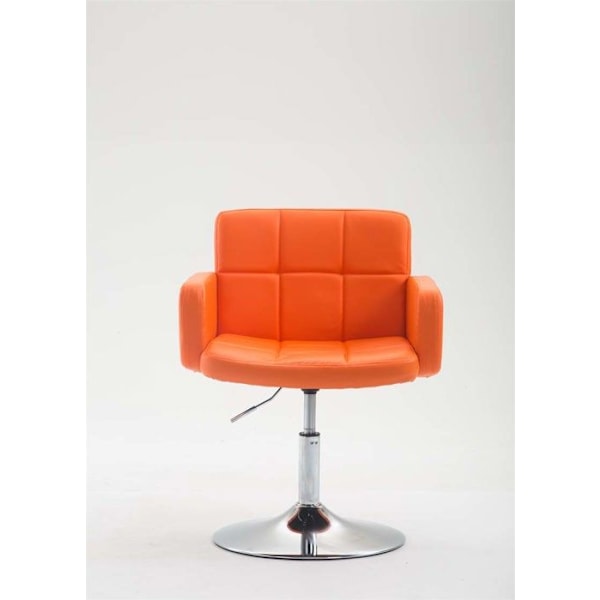 Lounge stol med polstrede armlæn, der kan dreje 360° i orange PVC og krommetal 10_0002804 Metall