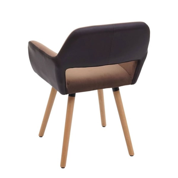 Retro design besøgsstol til spisestue i brunt stof med lys træben 04_0002139 kastanj